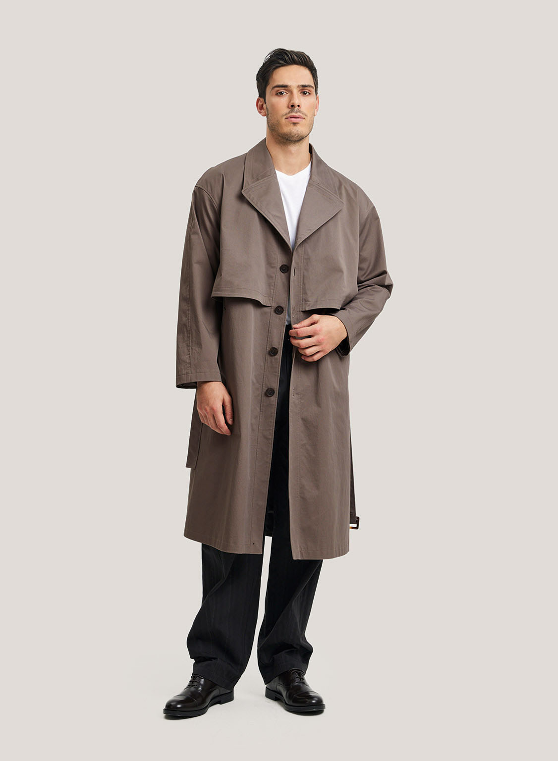 Plain-Woven Cotton Trench Coat