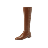 Cowhide Low-Heel Knee-High Boots