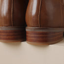 Cowhide Low-Heel Knee-High Boots