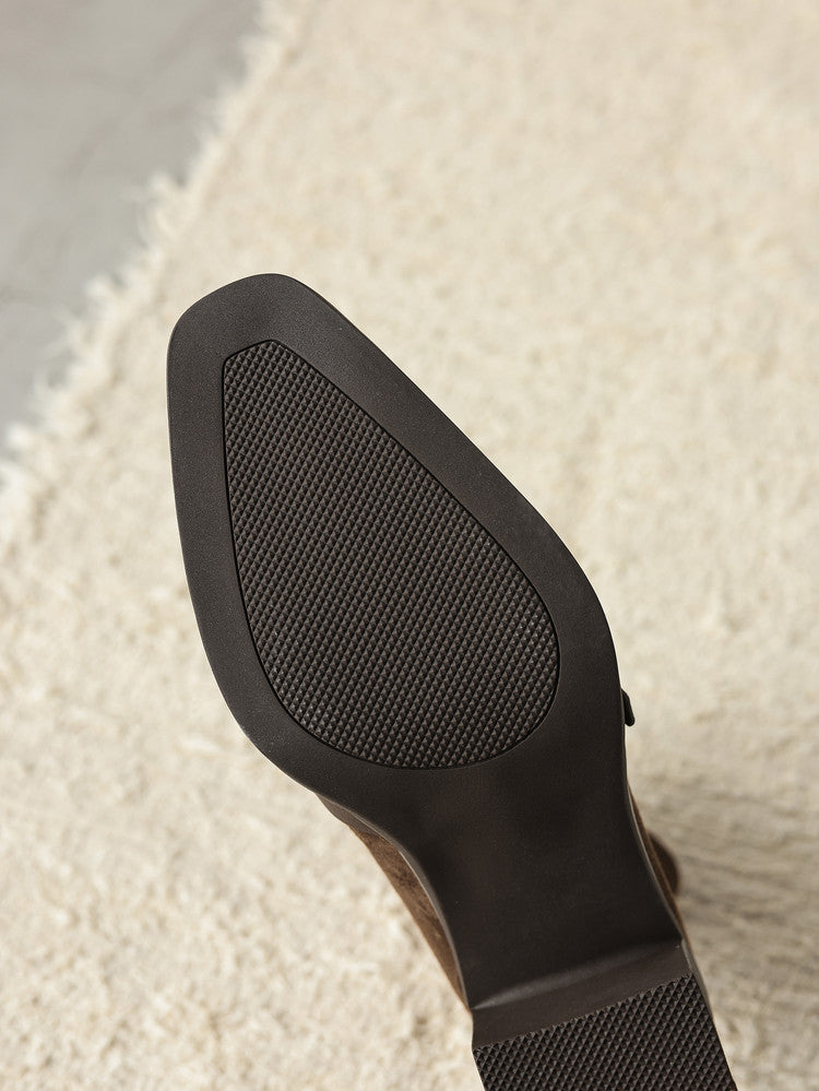 Square Toe Cross Ankle Boots