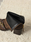 Square Toe Cross Ankle Boots