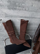 Retro Suede Western Knee - High Boots for Women