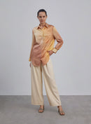 Gold Gradient Oversized Boyfriend Silk Blouse