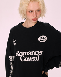 Black Printed Oversized Sweatshirt Dress