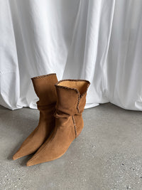Retro Suede Mid - Calf Western Boots for Women