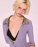 V-Neck Contrast Waist-Slim T-Shirt