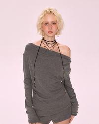 Asymmetric Knit Top & Shorts Loungewear Set