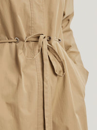 GH Drawstring Single-Breasted 100% Cotton Long Coat