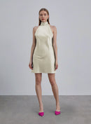 Halter Neck Silk Mini Cocktail Dress