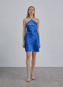 Backless Silk Halter Mini Dress
