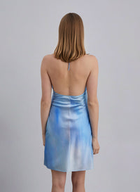 Backless Silk Halter Mini Dress