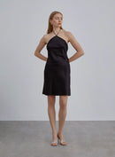Backless Silk Halter Mini Dress