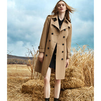 British Style Waisted Knee-length Coat