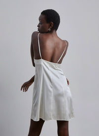 Button Front Silk Mini Slip Dress