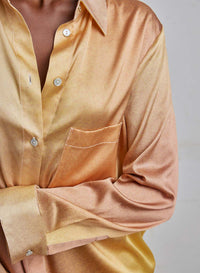 Gold Gradient Oversized Boyfriend Silk Blouse