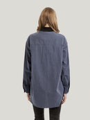 Relaxed Button-Front 100% Cotton Blouse