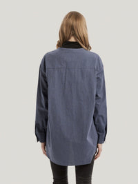 Relaxed Button-Front 100% Cotton Blouse