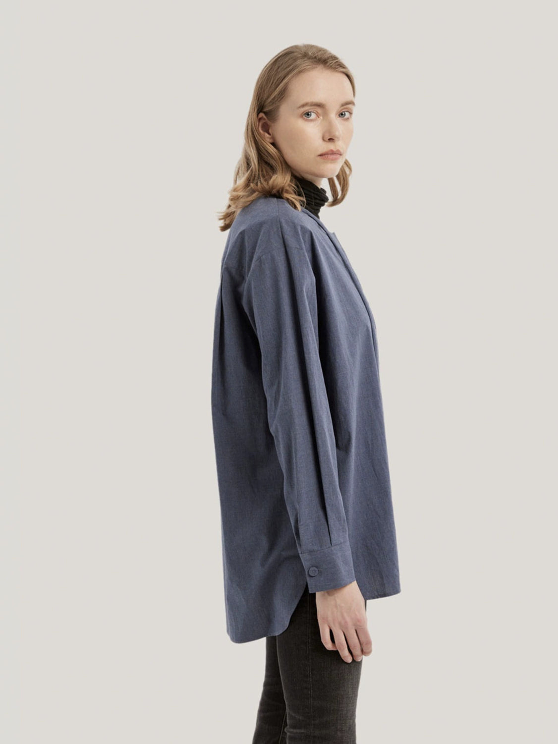 Relaxed Button-Front 100% Cotton Blouse