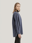 Relaxed Button-Front 100% Cotton Blouse