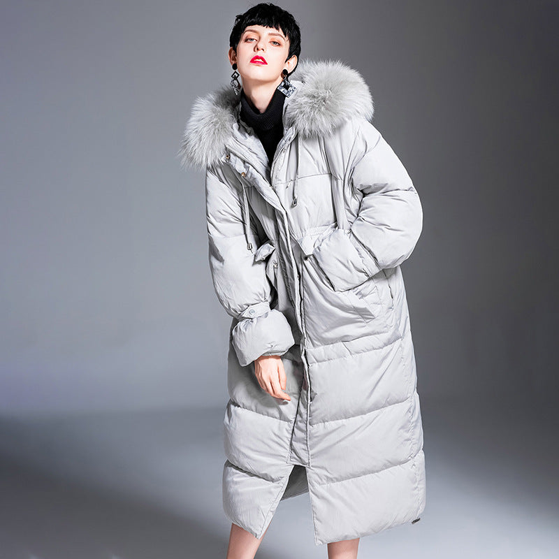 Rabbit Fur Hooded Down Jacket