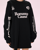 Black Printed Oversized Sweatshirt Dress