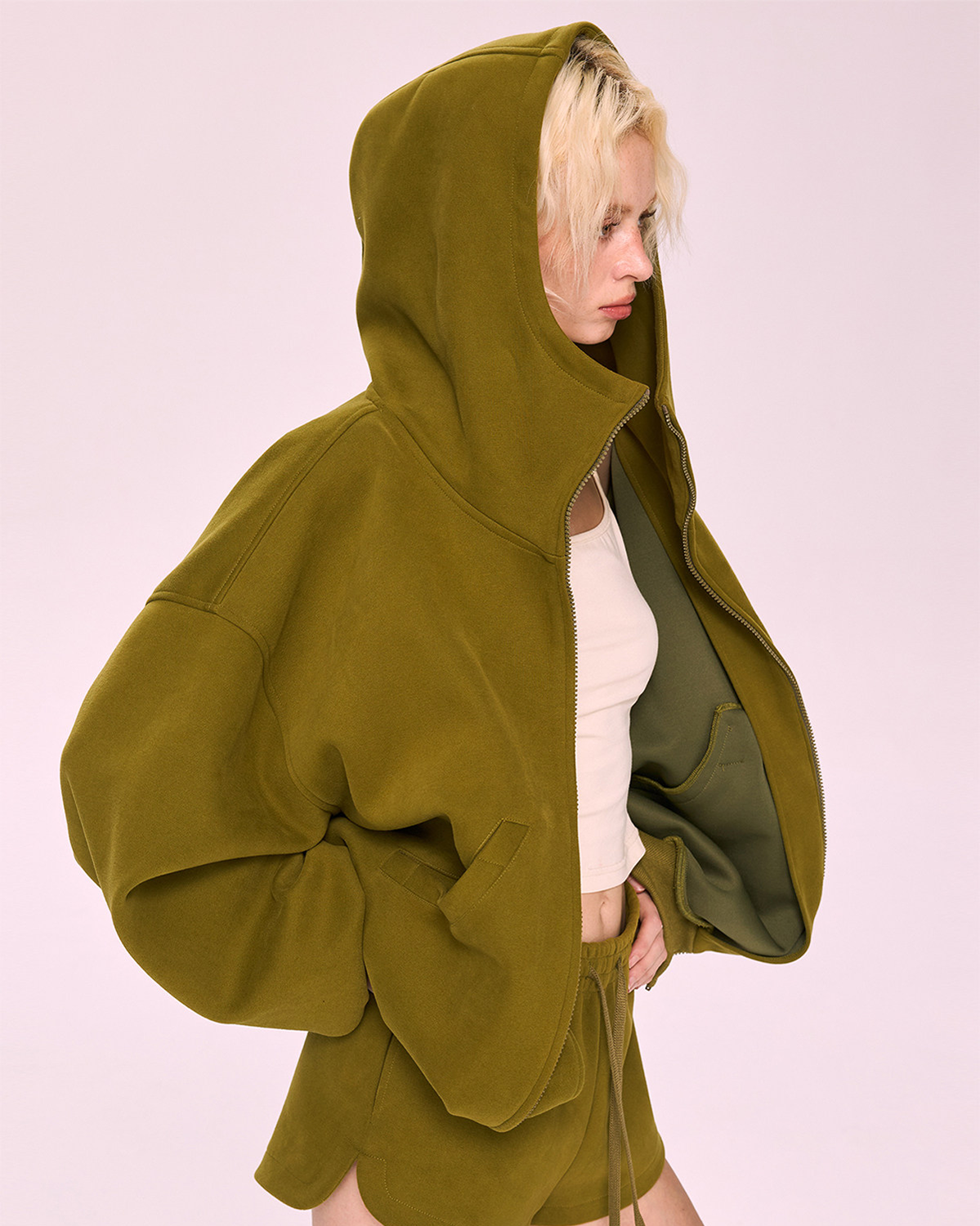 Green Oversized Hoodie with Kangaroo Pocket
