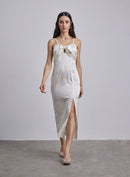 Daria Bow-Tie Silk Midi Dress