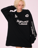 Black Printed Oversized Sweatshirt Dress