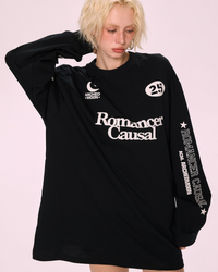 Black Printed Oversized Sweatshirt Dress