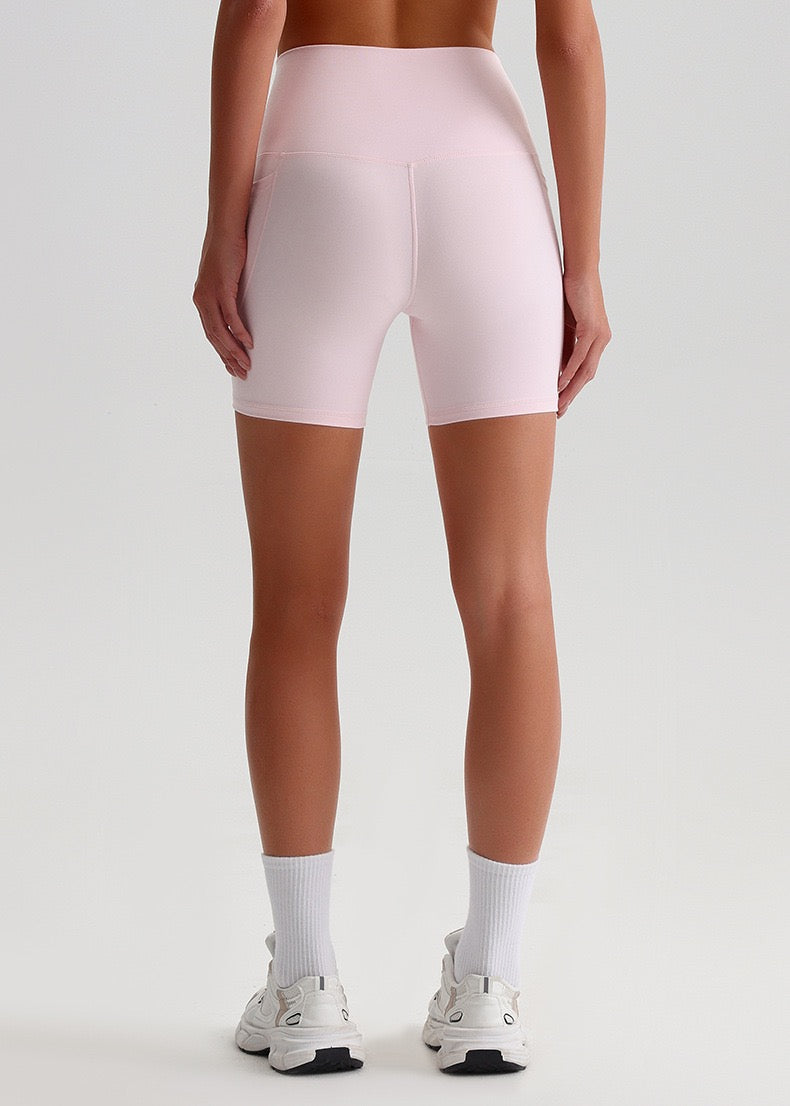 Power Move Yoga Shorts with Pockets - Pink