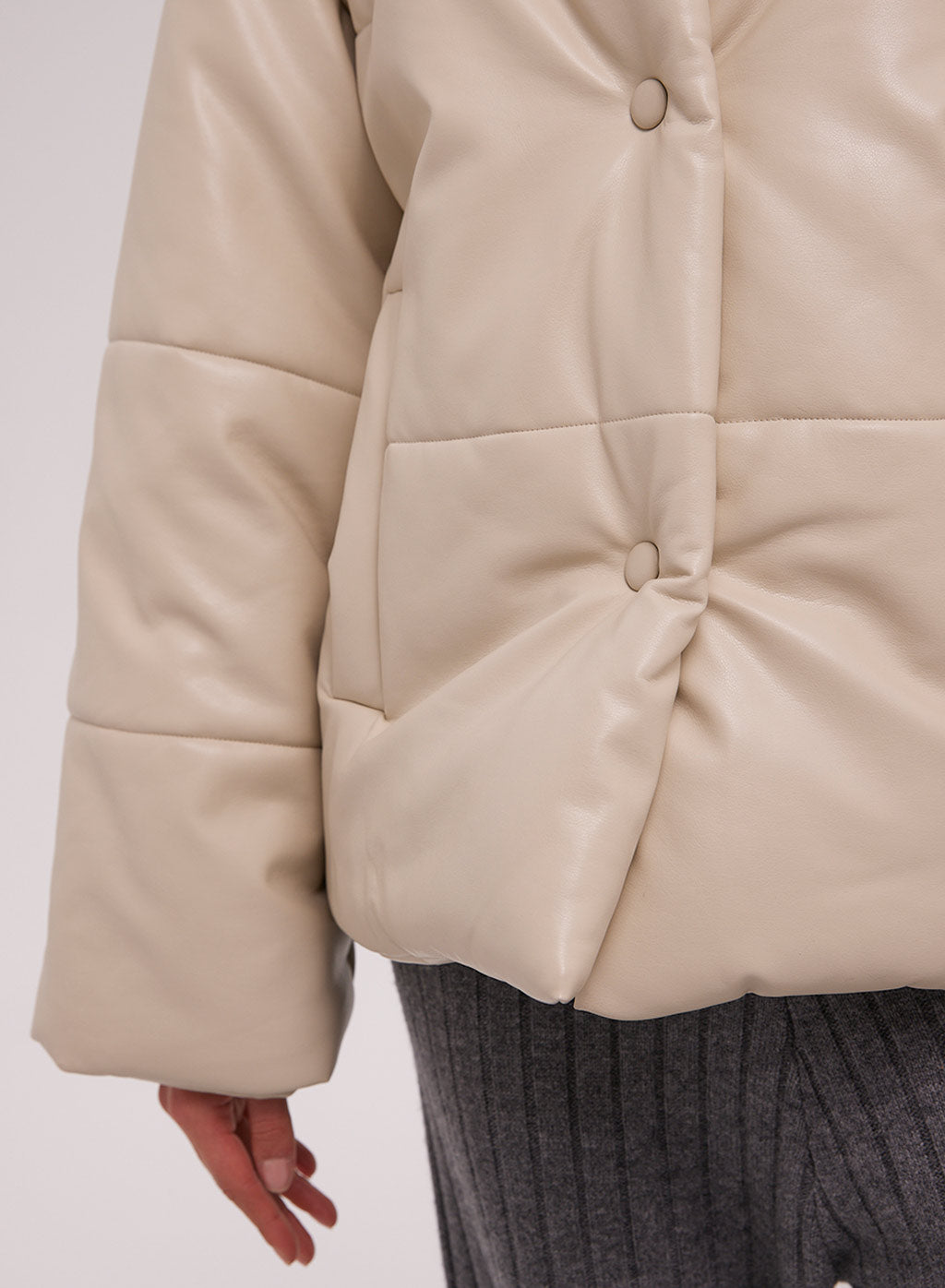 Buttoned Faux Leather Jacket