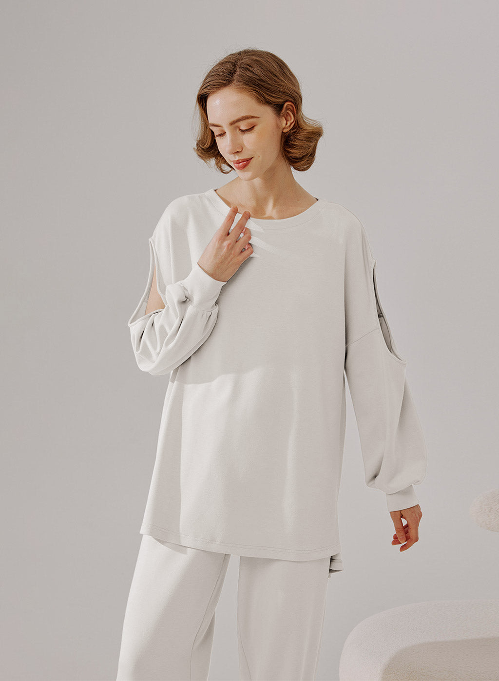 Cut Out Sleeve Sweatshirt