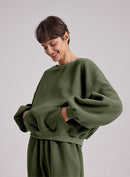 Fuzzy Puff-Sleeve Sweatshirt