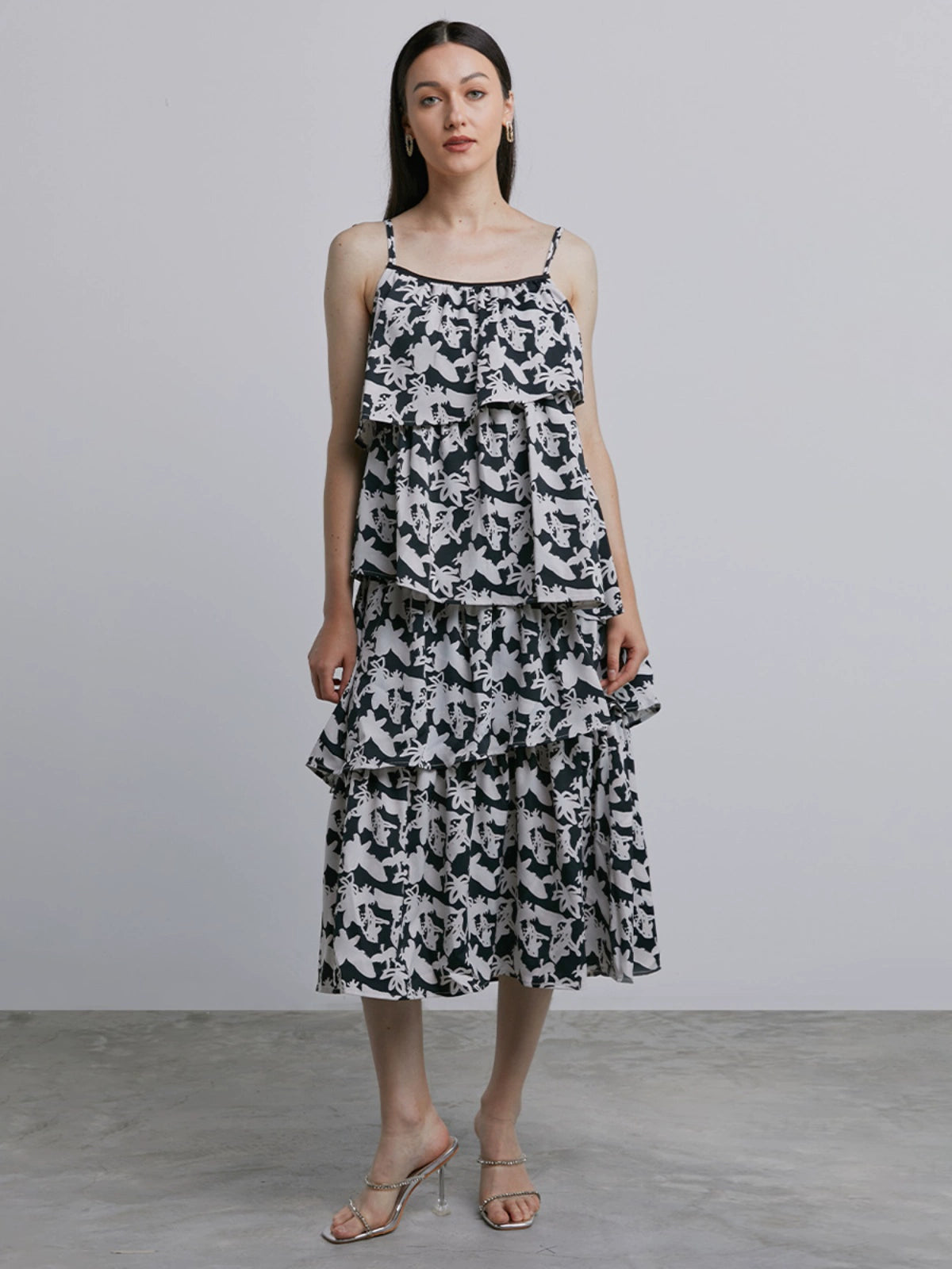 Tiered Floral-Print Dress