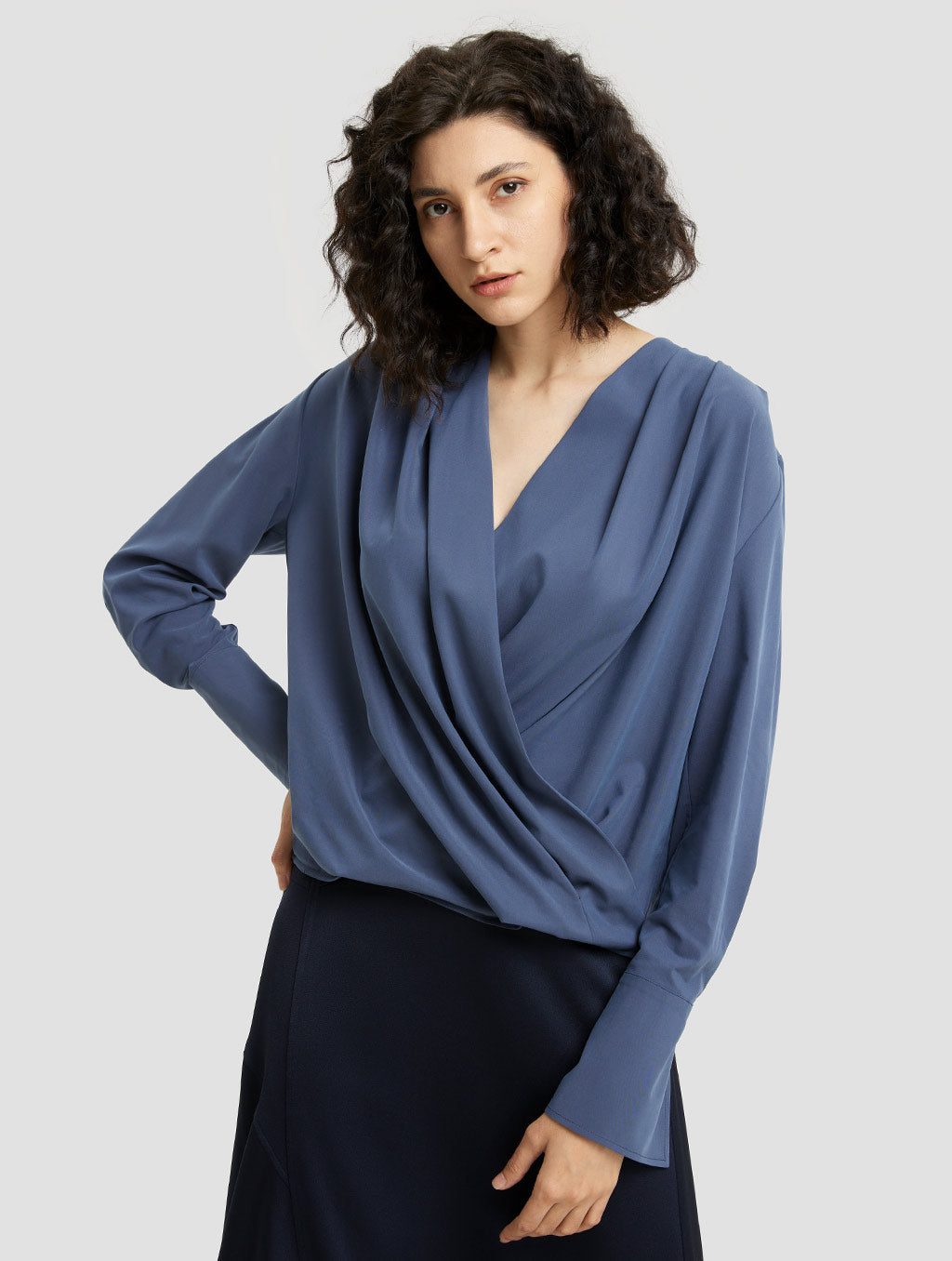 V Neck Pleated Top