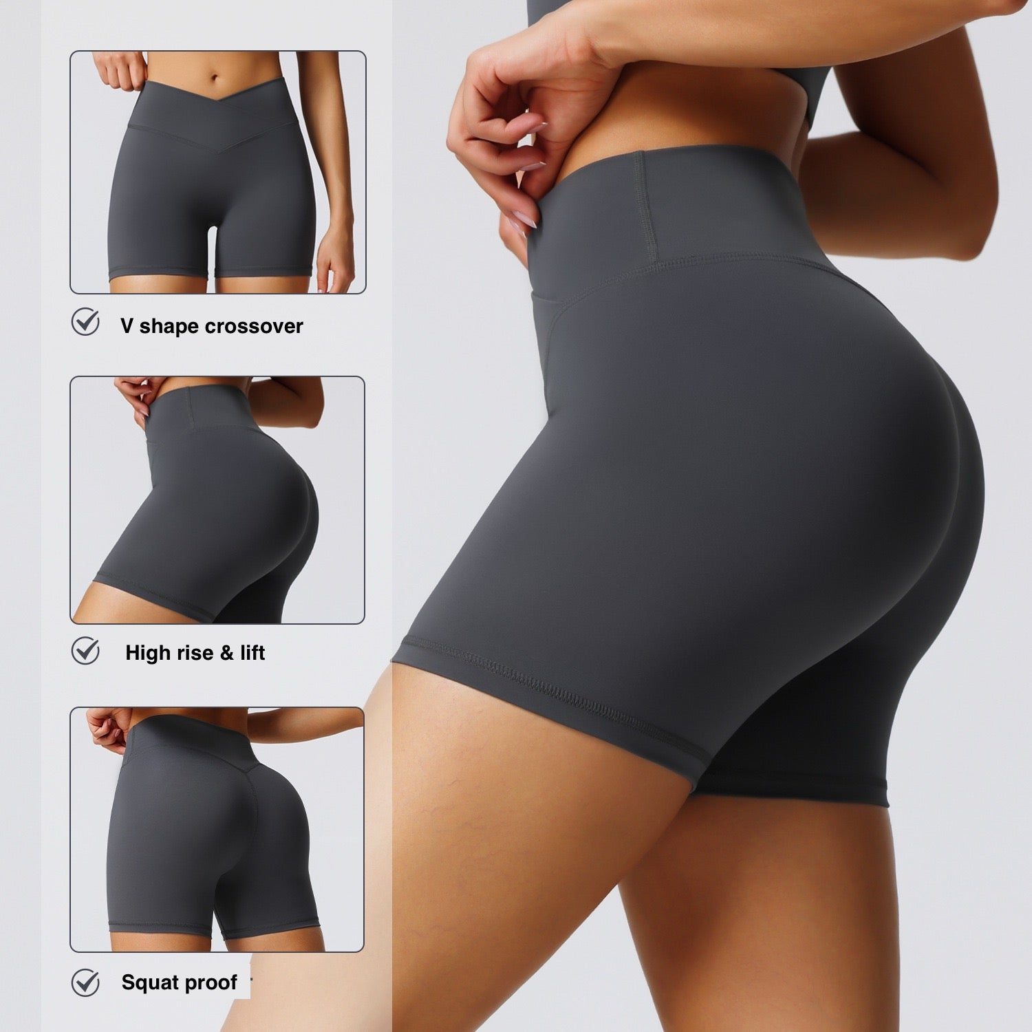V-Waist High-Rise Shorts – Brown | Contouring & Supportive Fit