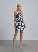 Backless Silk Halter Mini Dress