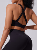 Chocolate Brown Cross-Back Sports Bra