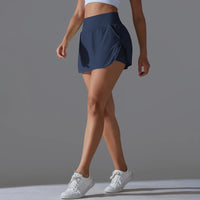 High-Waist Tennis Skirt with  Pockets and Built-In Shorts - White
