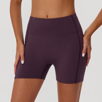 Purple High-Waist Contour Biker Shorts – Effortless Style & Comfort