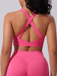 Chocolate Brown Cross-Back Sports Bra