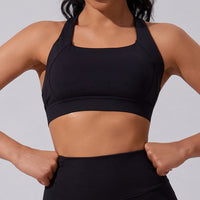 Chocolate Brown Cross-Back Sports Bra