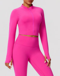 Navy Blue Zip-Up Crop Top & Flare Leggings Workout Set