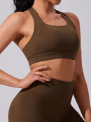Chocolate Brown Cross-Back Sports Bra