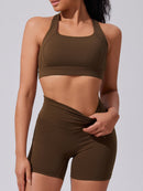 Chocolate Brown Cross-Back Sports Bra