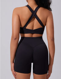 Chocolate Brown Cross-Back Sports Bra
