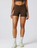 V-Waist High-Rise Shorts – Brown | Contouring & Supportive Fit