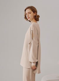 Cut Out Sleeve Sweatshirt