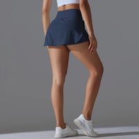High-Waist Tennis Skirt with Pockets and Built-In Shorts - Light Ivory
