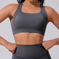 Chocolate Brown Cross-Back Sports Bra